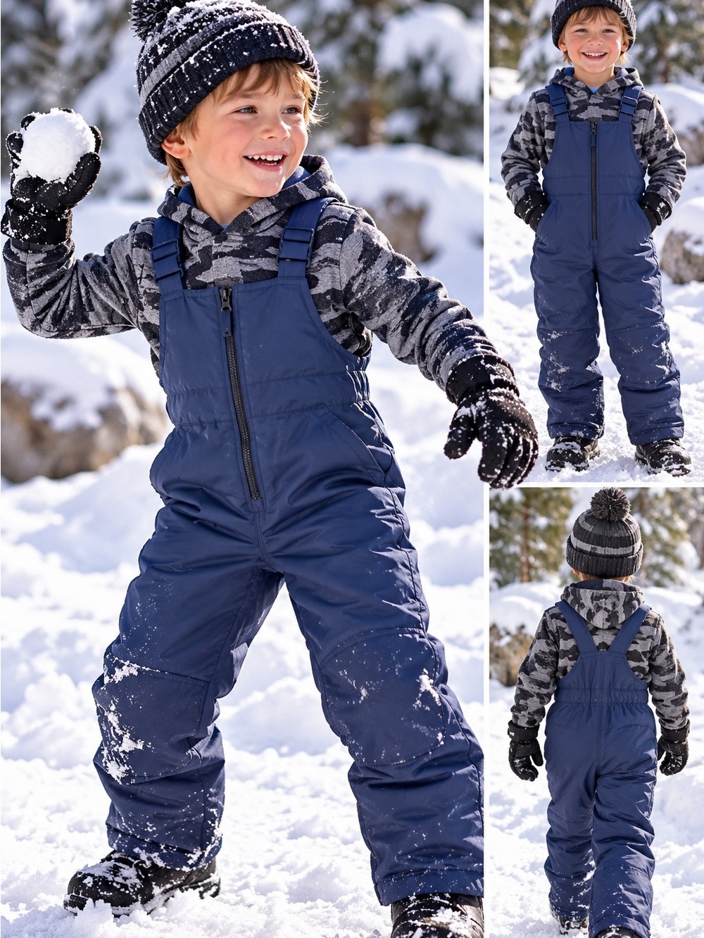 Cat & Jack Navy Blue Kids Snow Bib Overalls